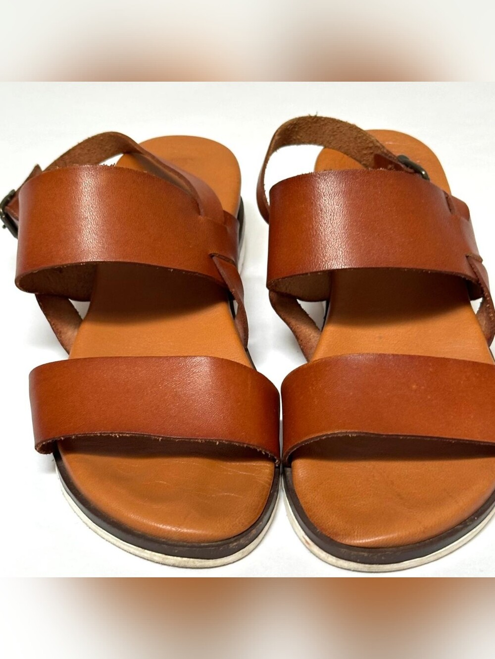 Bertuchi Spain Brown Leather Slingback Sandals Size 39 US 8/8.5 Wedge Platforms - Picture 11 of 16